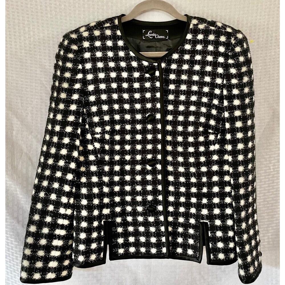 Lourdes Chavez Haute Couture 100% Pure Wool Tweed Blazer - Jacket S/M